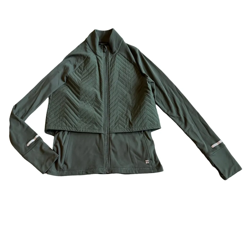 Sweaty Betty Fast Track Running Jacket Thermal Quilted Green Size Medium Women's - Image 2