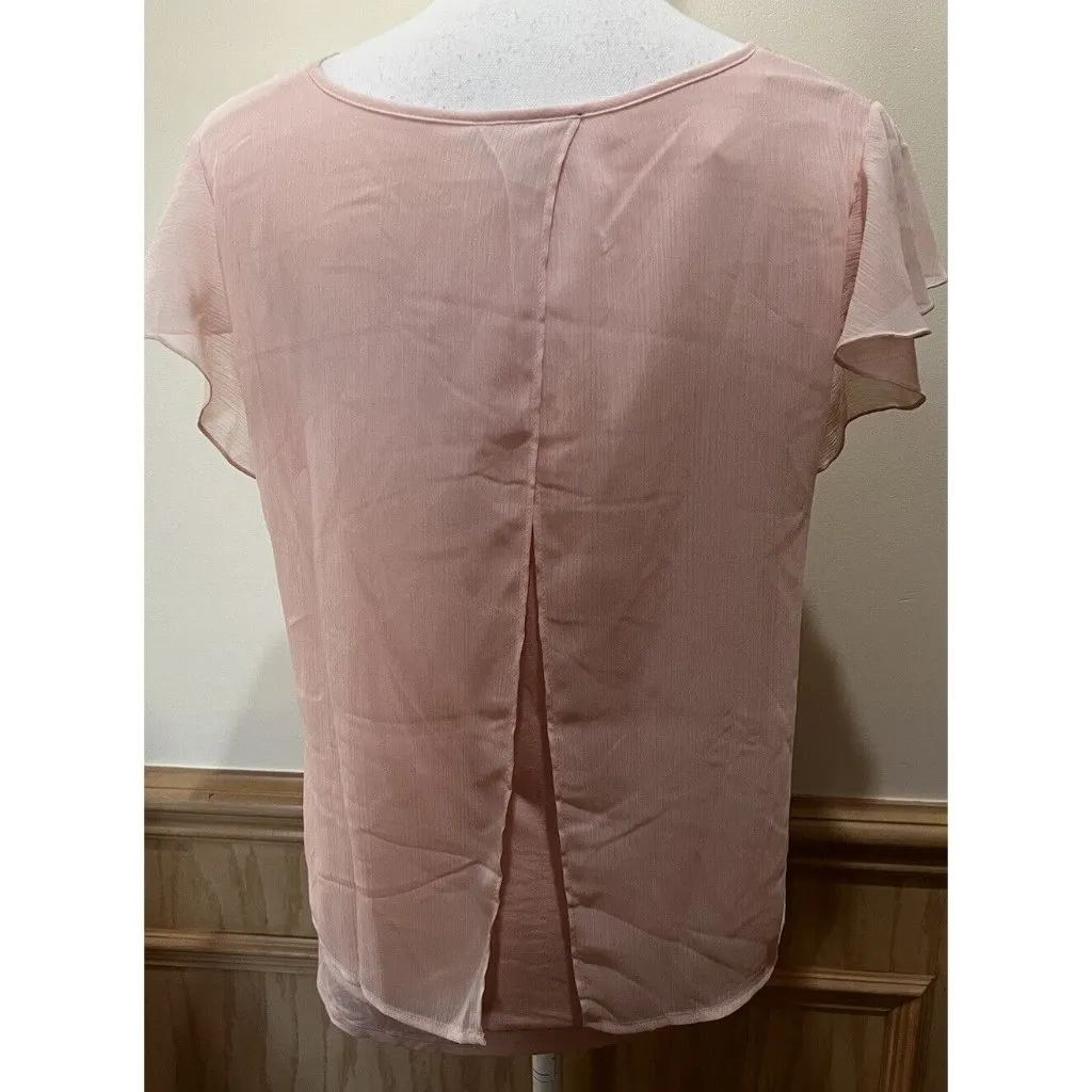A. Byer V-Neck Shear Blouse with Lining~ Size Medium ~ Pink - Image 4
