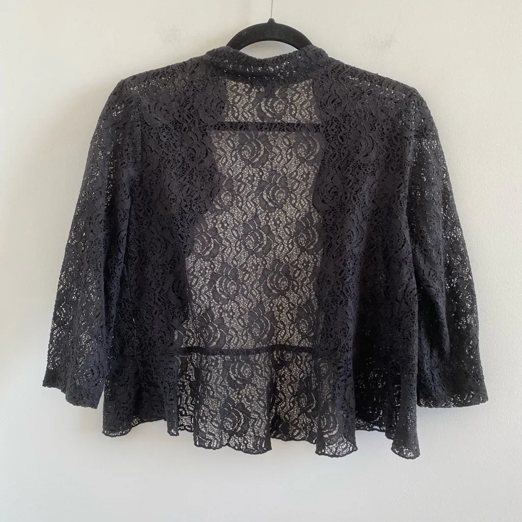 Notations Black Lace Open Cardigan Size Petite Large - Image 3
