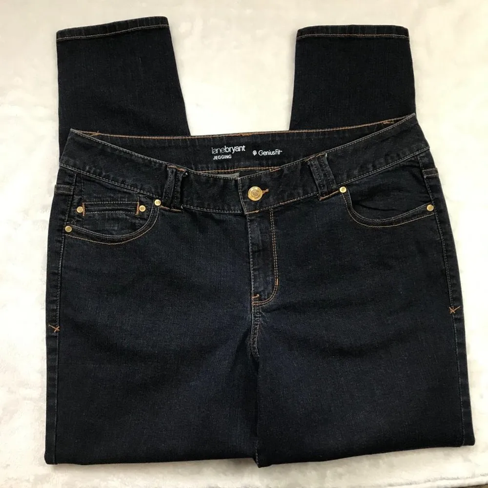 Lane Bryant Women's Genius Fit High Rise Jeggings Skinny Jeans Dark Wash Size 20 - Image 10