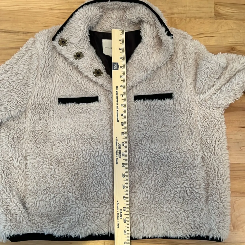 Thread & Supply Soho Cropped Sherpa Fleece Crème Jacket Tan Size L - Image 9