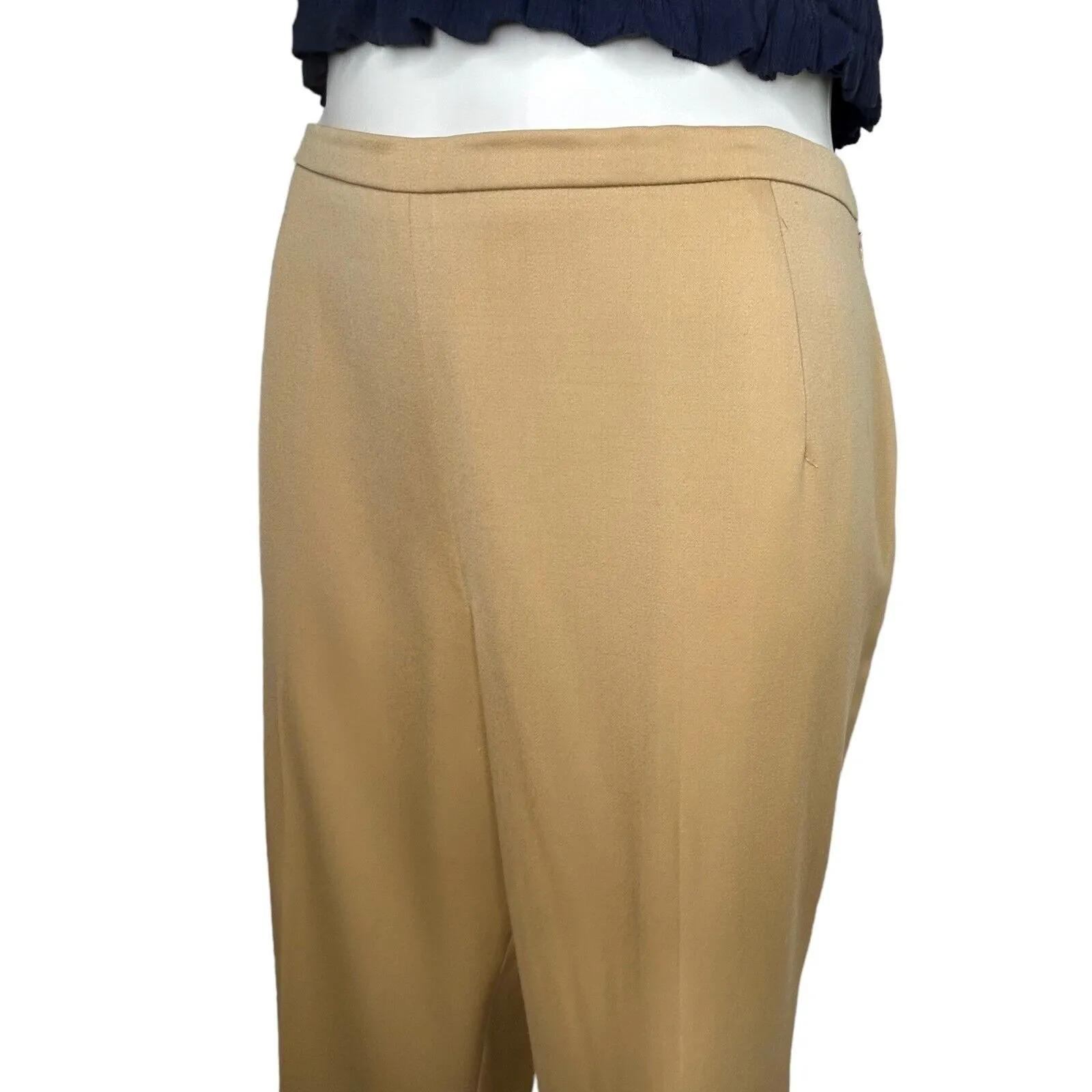 ESCADA Womens Beige Straight Leg Pants Beige New Wool Flat Front DE 44 / US L Tan Size L - Image 2