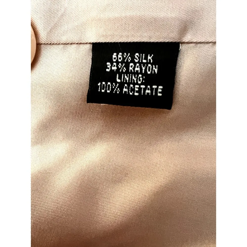 Ellen Tracy womens size 6 blazer silk geometric pattern peach/beige Girlboss - Image 9