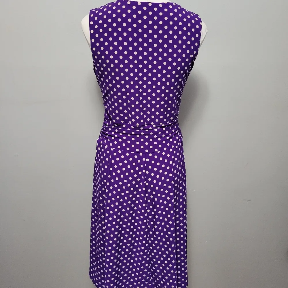 Chaps purple polka jersey knit fit and flare dress size large - Image 6
