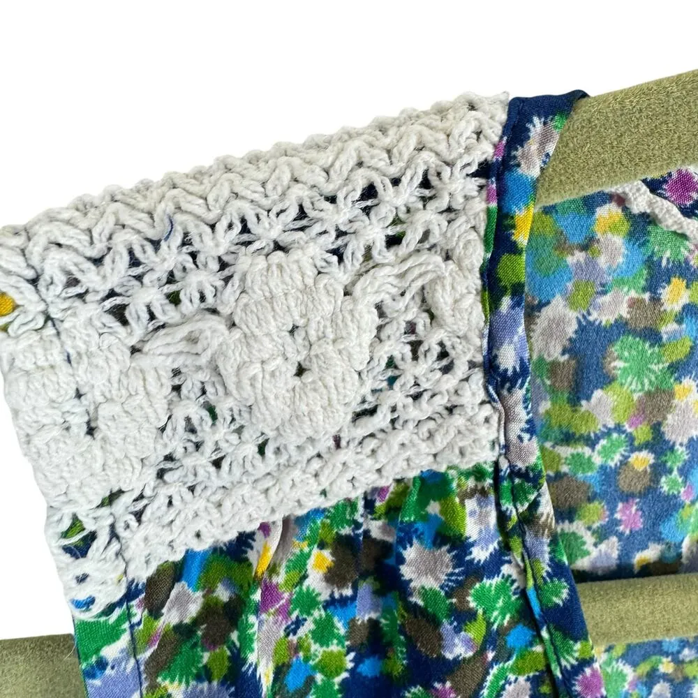 IZOD Colorful Floral Sleeveless Crochet Detail 1/2 Button Pullover Blouse Sz XL - Image 4