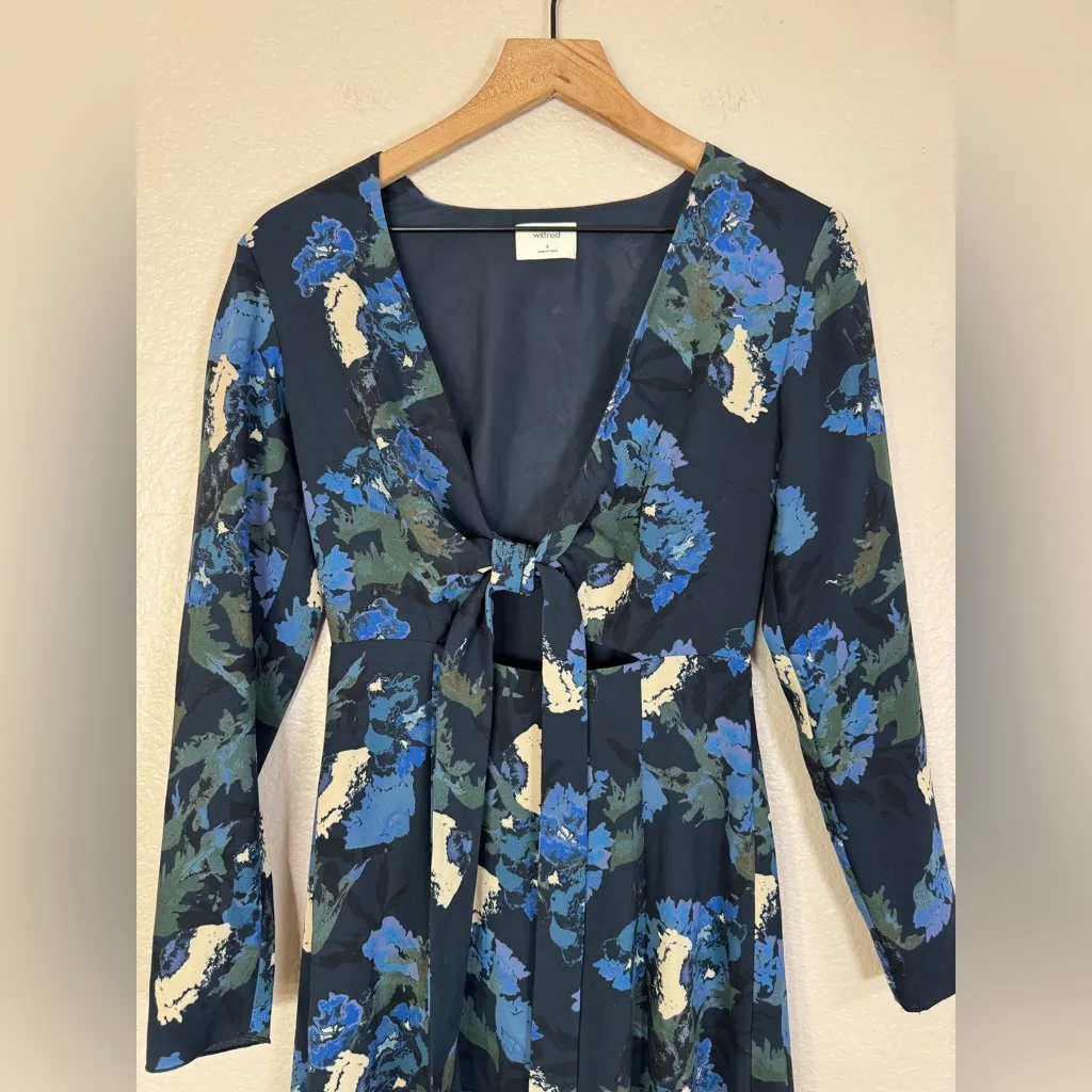 Aritzia Wilfred Aubagne Black Blue Green Cutout Long Sleeve Midi Dress size 4 - Image 9