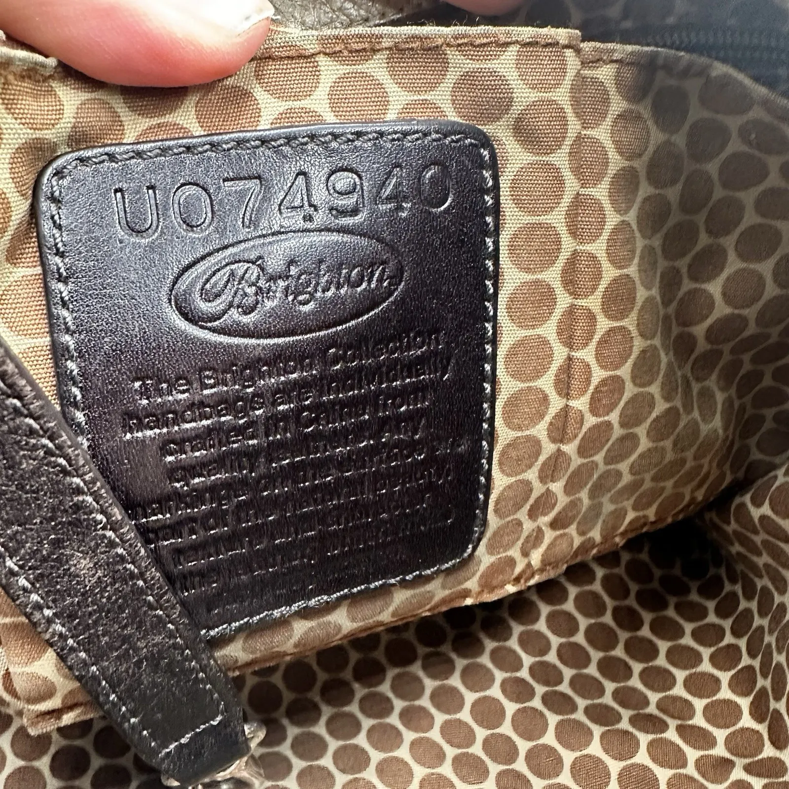 Vntg Rare BRIGHTON Gold Buckle Leather Hobo Handbag Purse - Image 10