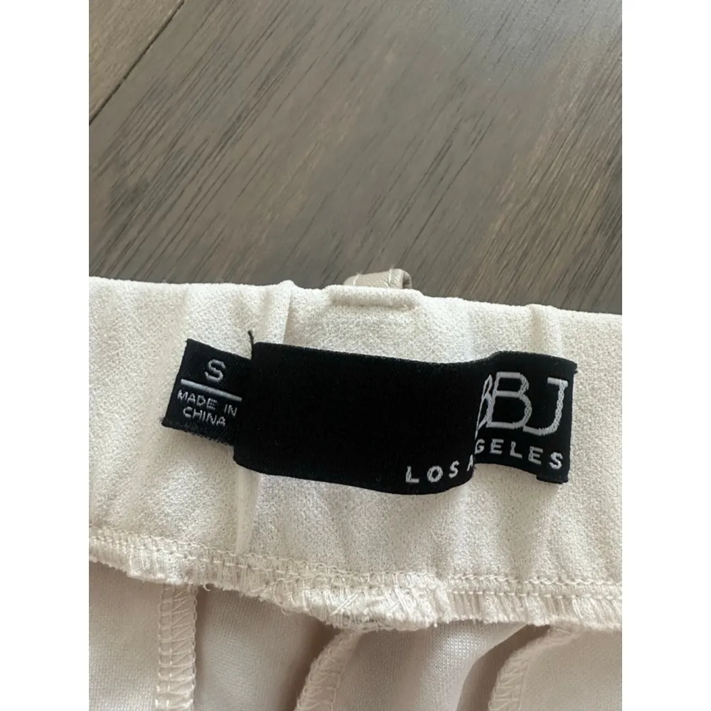 Women's BBJ Los Angeles Ankle & Cropped Pants S Cream Tan Leather Stripe - Image 5