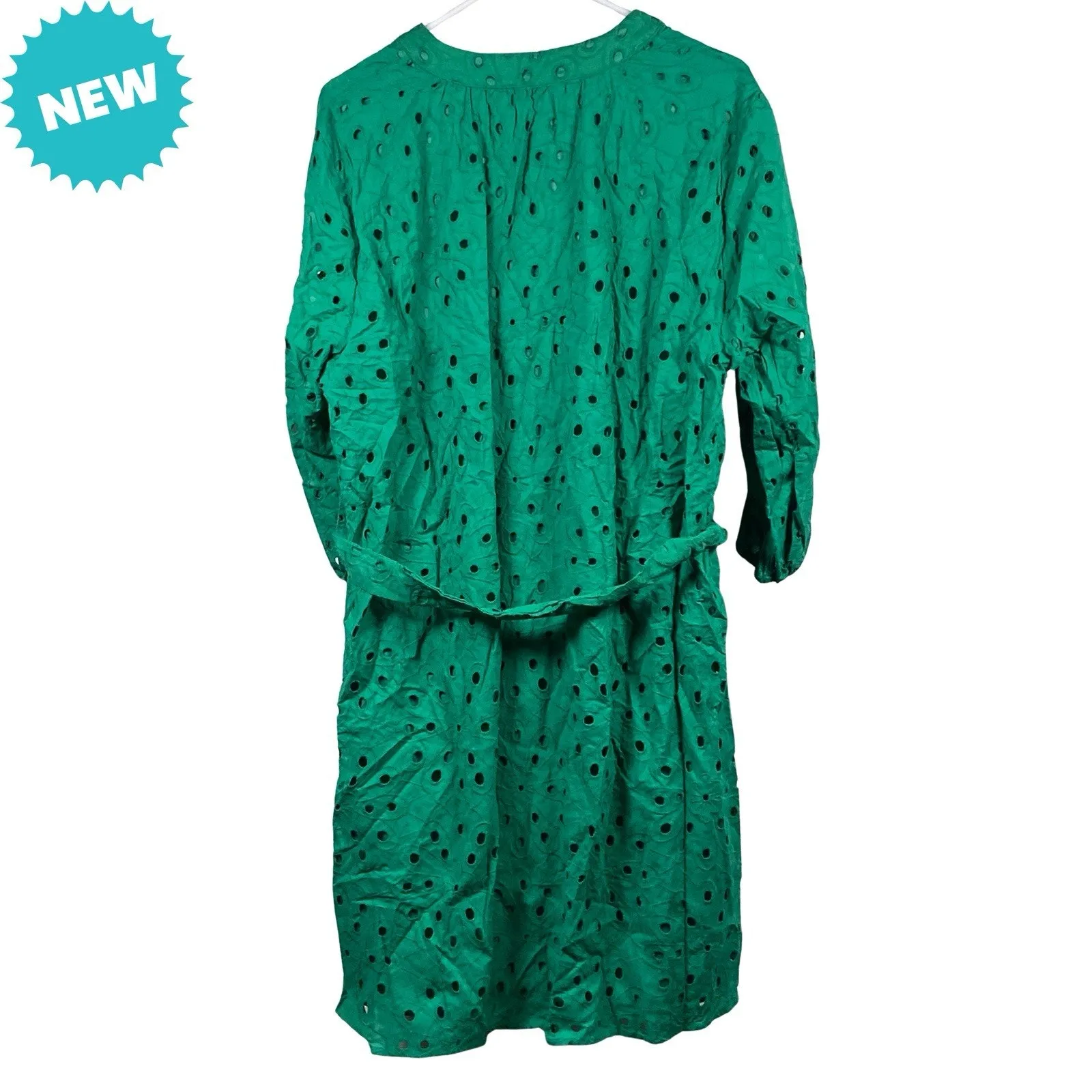 RN Studio Ronni Nicole Eyelet Dress Women's Size 1X Green 3/4 Sleeve Lined NEW - Image 2
