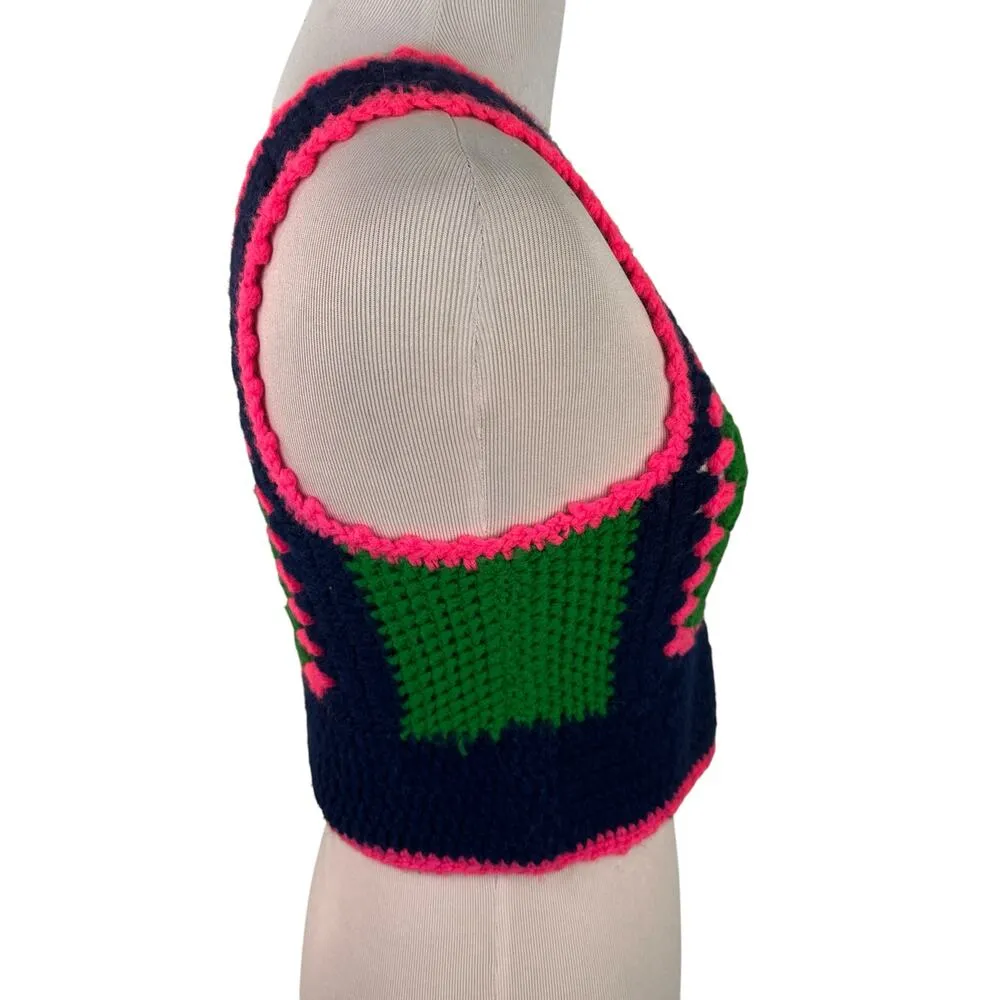 Vintage Crochet Knit 90's Granny Square Tank - Image 5
