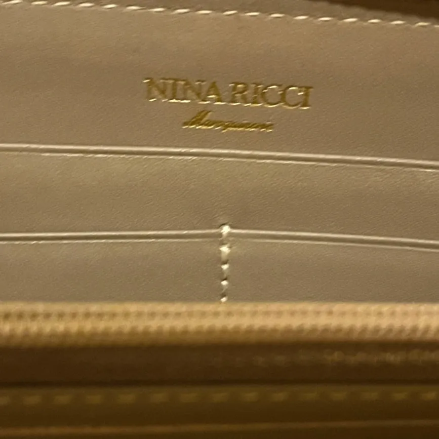Authentic NINA RICCI Vintage Leather Long Wallet Gray - Image 6