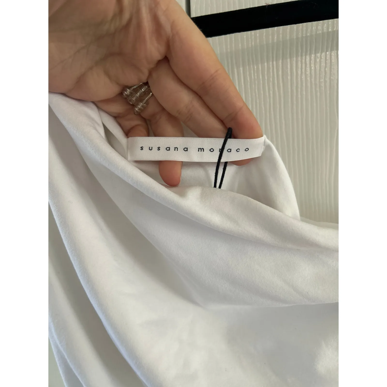 NWT Susana Monaco White "Sugar" Draped Mini One Shoulder Dress - Image 3