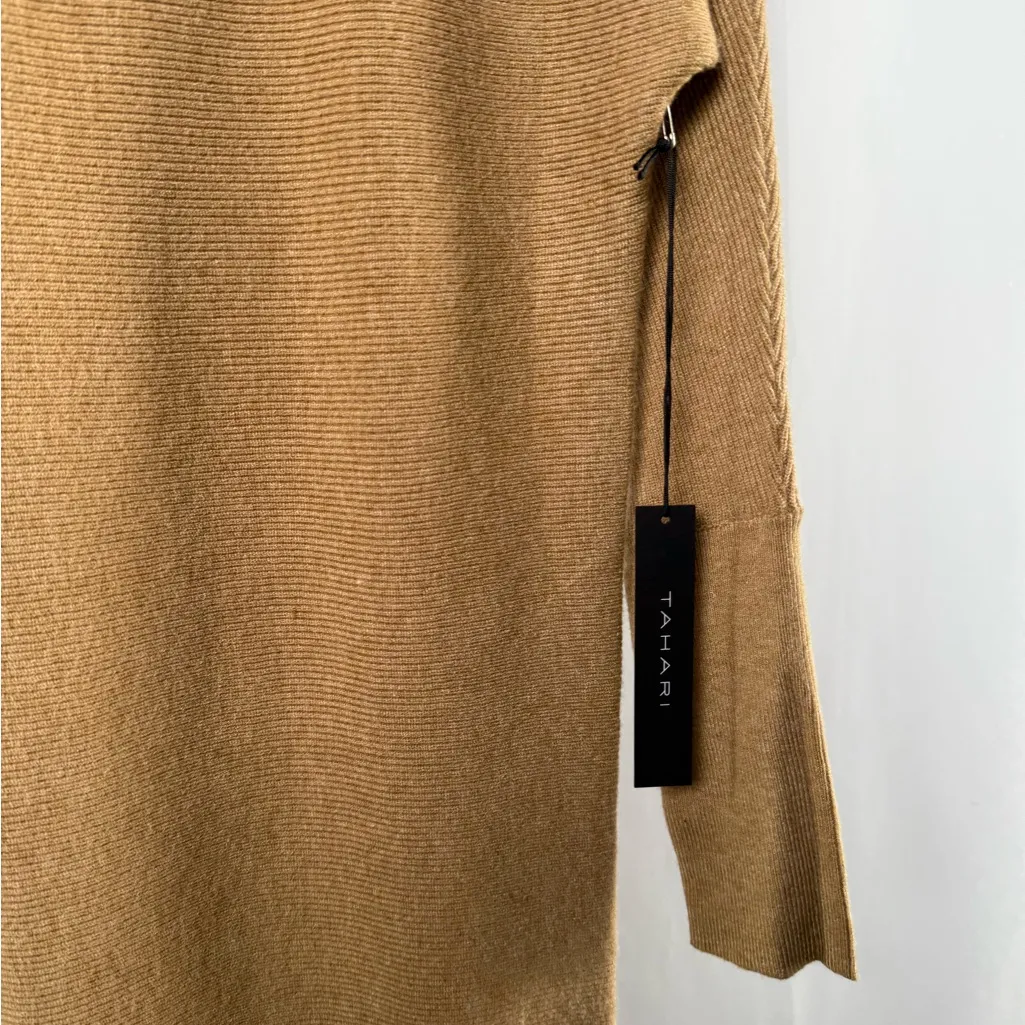 NWT Tahari Long Sleeve Knit Dress in Light Brown Size‎ Small - Image 3