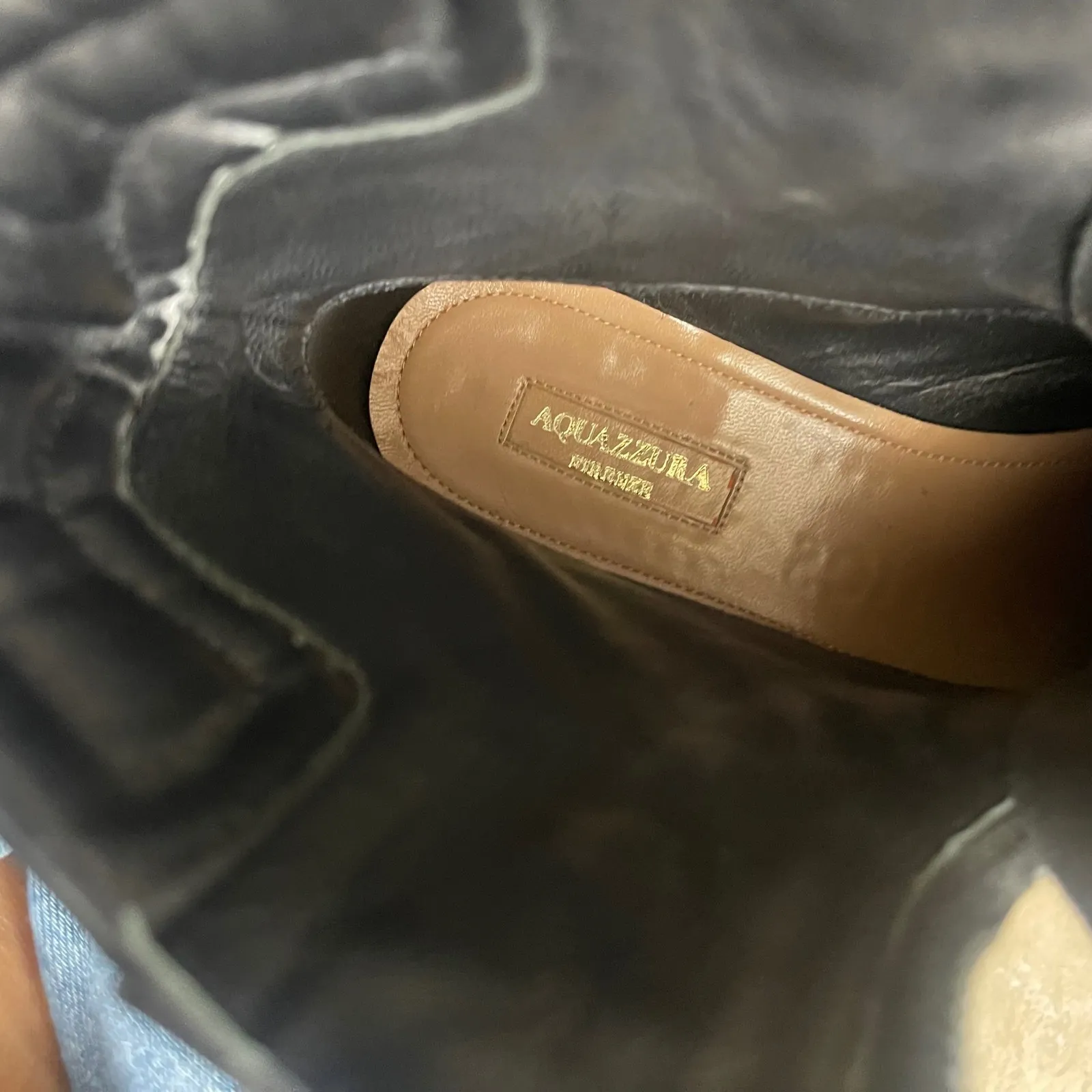 Aquazzura kicks Firenze Black Leather Combat Boots Lug Sole Women Size 6.5/36.5 - Image 6