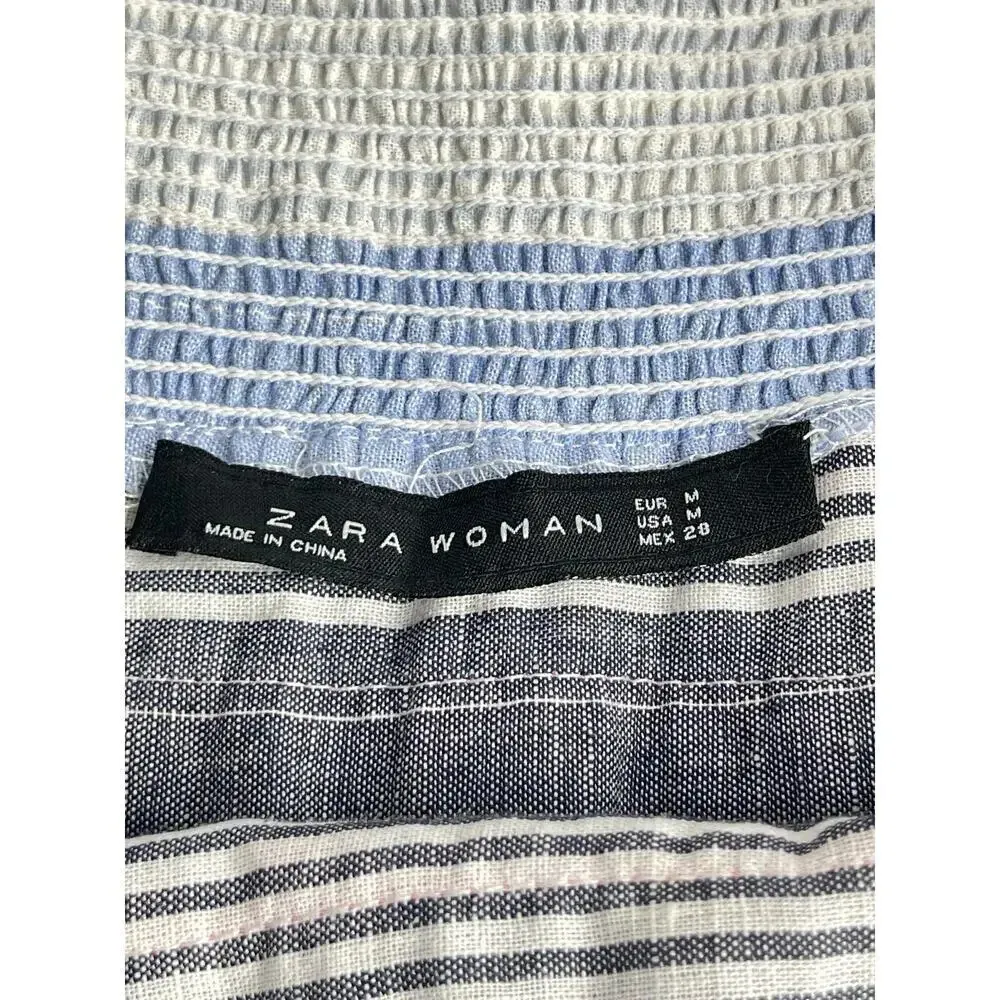 Zara Woman Sleeveless Fringe Midi Dress Red Blue Chambray Summer Boho size M - Image 7