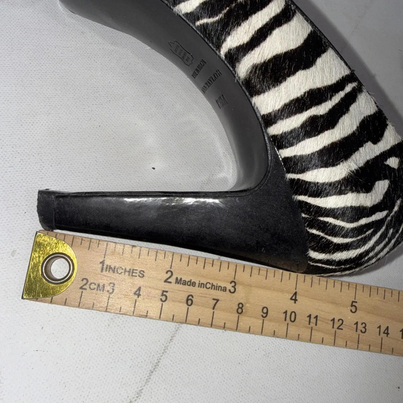 Vintage Y2K Ann Taylor Pumps Zebra Print Calf Hair Black Peep Toe High Heels 8.5 - Image 11