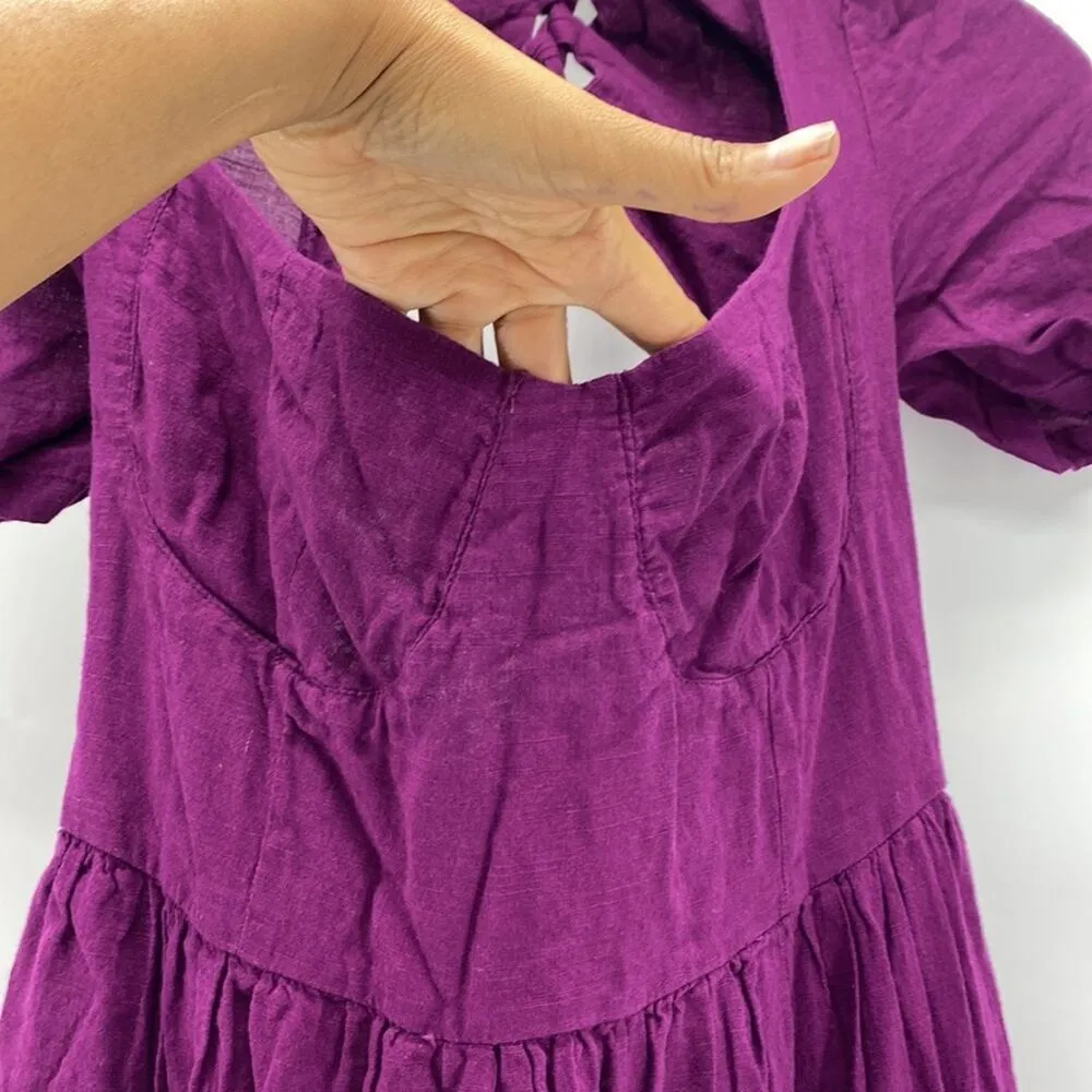 Free People Frances Purple Tie Back Romantic Bohemian Midi Dress western festiva - Image 4