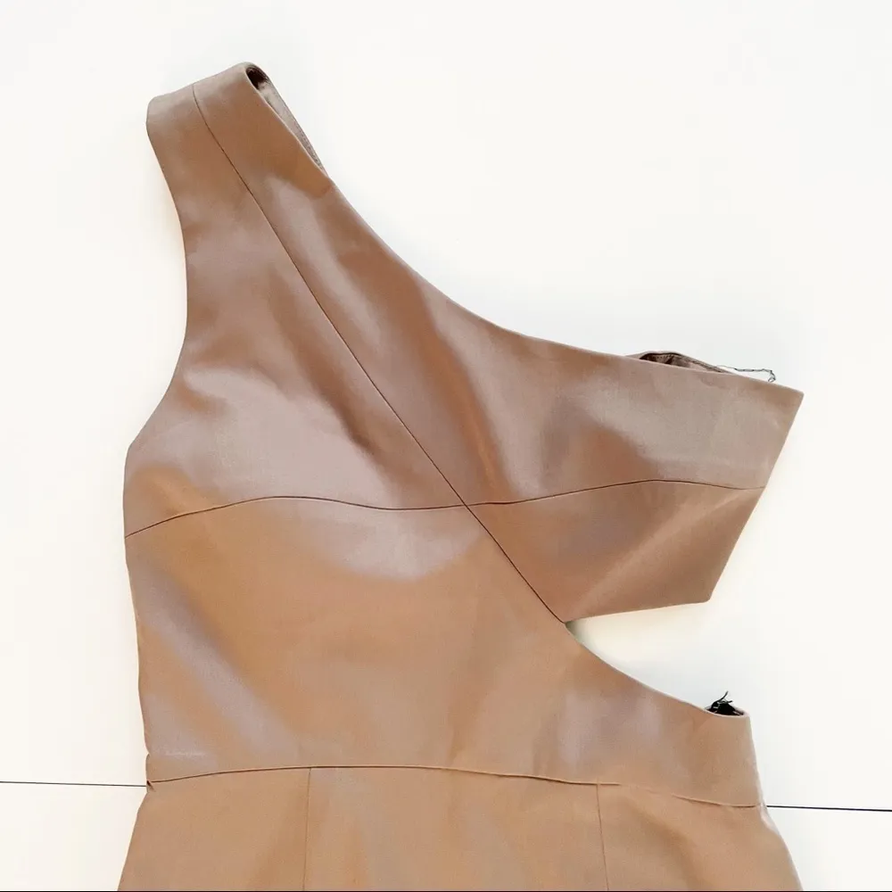 Black Halo Women’s XS Kylie Mini One Shoulder Walnut Cocktail Dress - Image 3