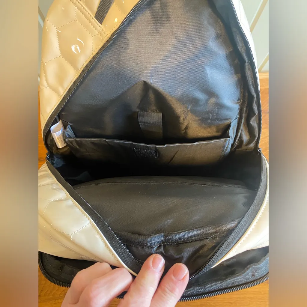 Purdue White and Black Puffer Backpack - Image 9