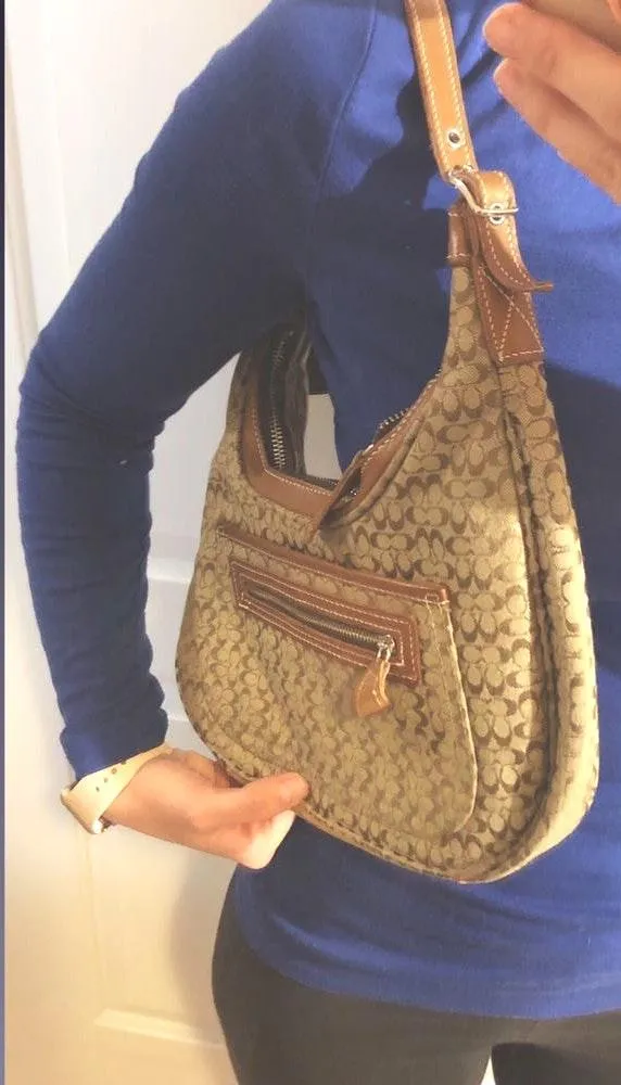 Coach Brown Logo Canvas & Leather Bag - Image 7