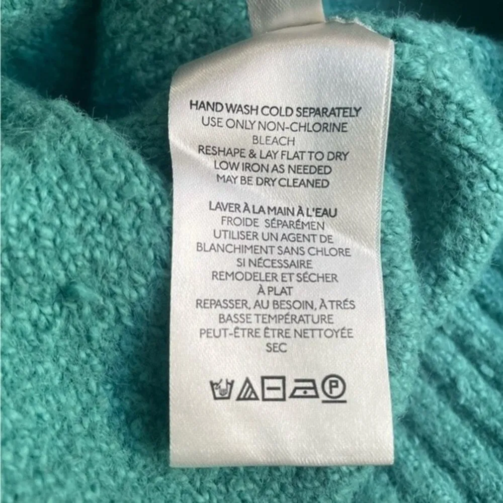 Free People Reverie Sweater Emerald Aura Green Statement Sleeves Size Small - Image 12