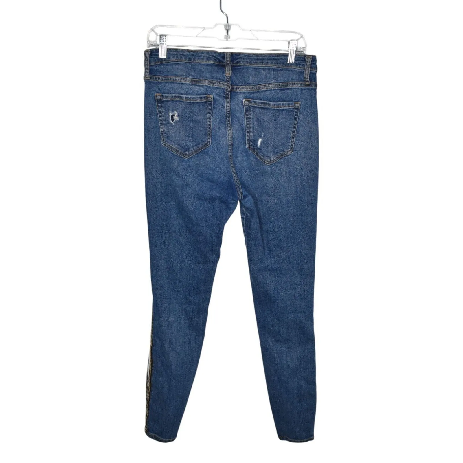 Wild Fable Womens Distressed‎ Skinny Jeans Side Stripes Size 10 High Rise Retro - Image 4
