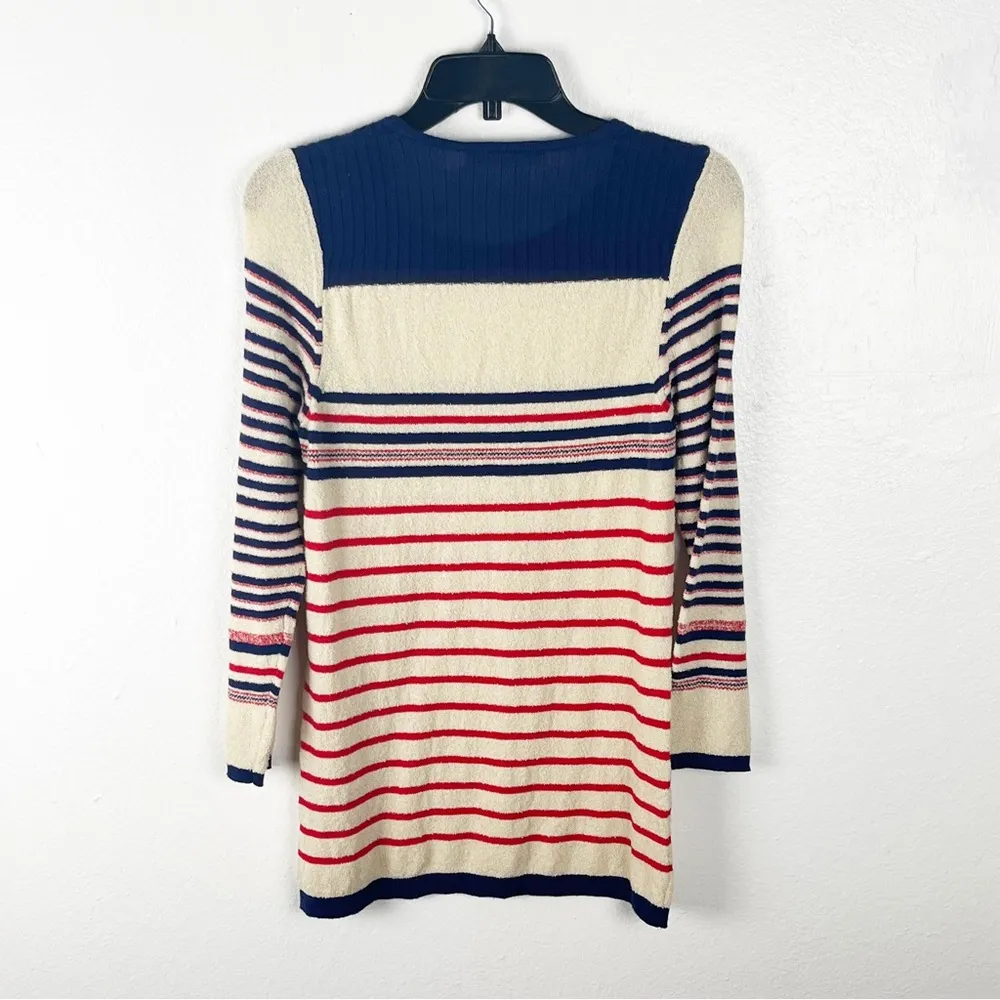 ISABEL MARANT Etoile Made In Italy Striped Colorblock 3/4 Sleeves Sweater - Image 2