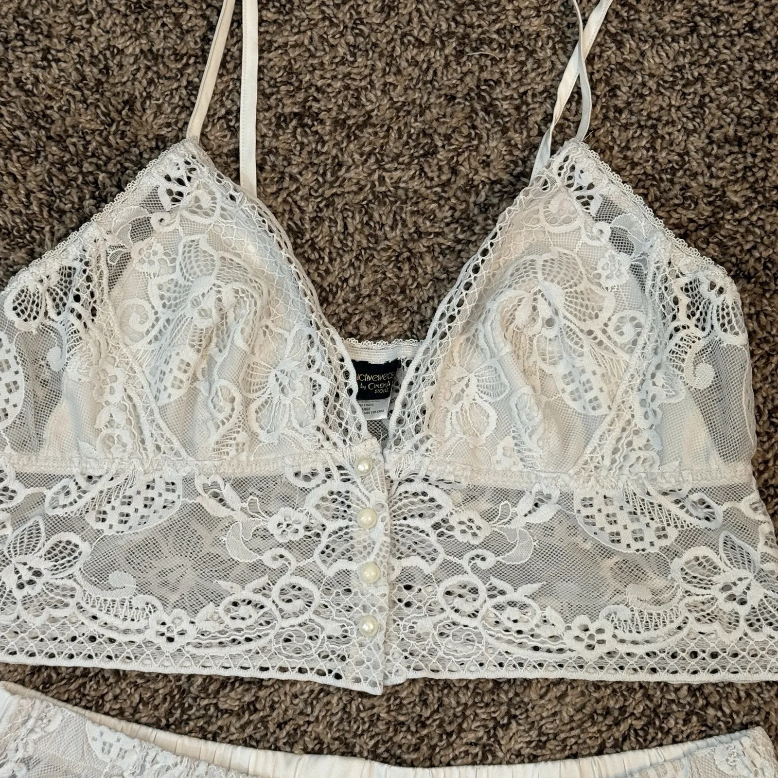 Vintage 90's Seductive Wear By‎ Cinema Lace Lingerie Set Y2K Lace 2 piece Large White Size undefined - Image 2
