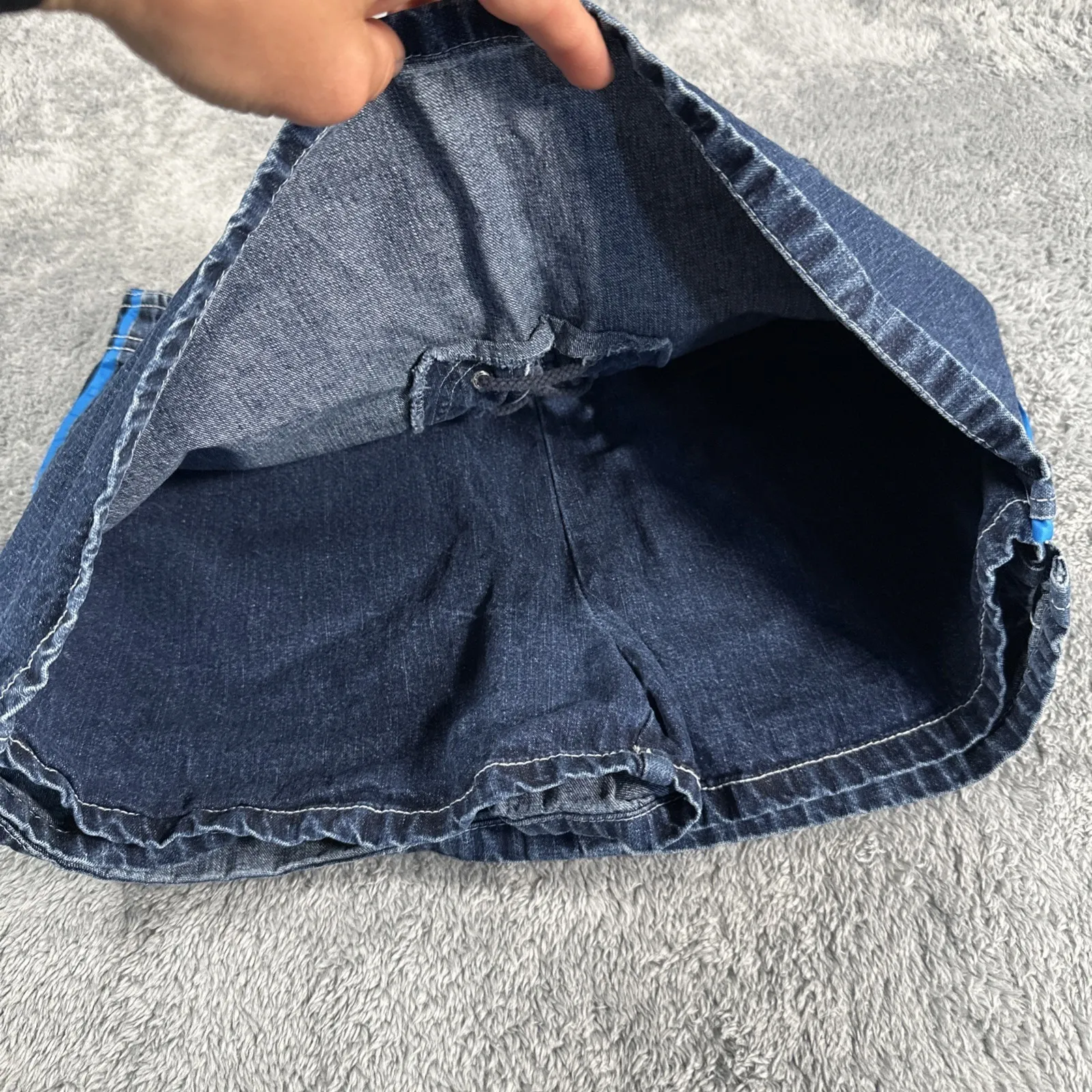 Rare Y2k VTG Jordache Denim Jean Shorts High Waist Black Stich Lace Up SZ 7/8 - Image 9
