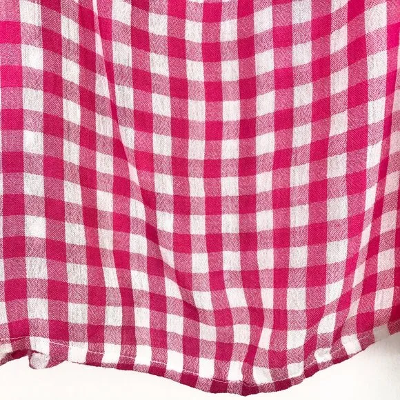 New  Gingham Tiered Camisole Layered Ruffle Tank Top Pink White - Image 7