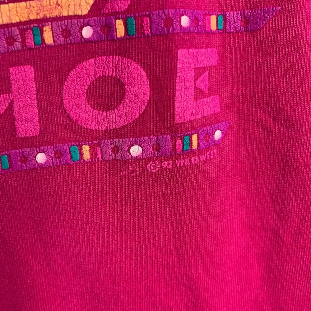 Vintage 90s Ski Tahoe Single Stitch Night Shirt XL Pink Crewneck T Shirt Dress - Image 3