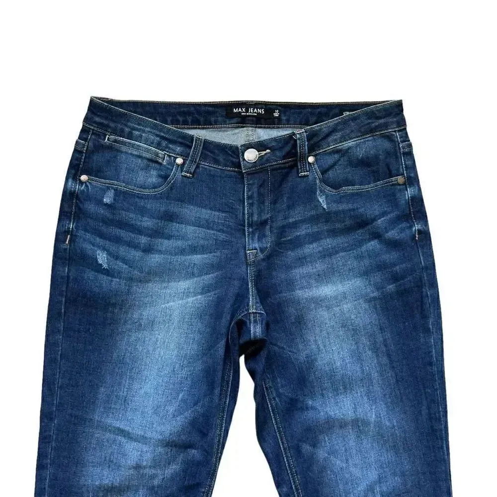 MAX JEANS Women's Straight Leg Short Floral Cropped Embroidered Fringe SZ 10 - Image 2