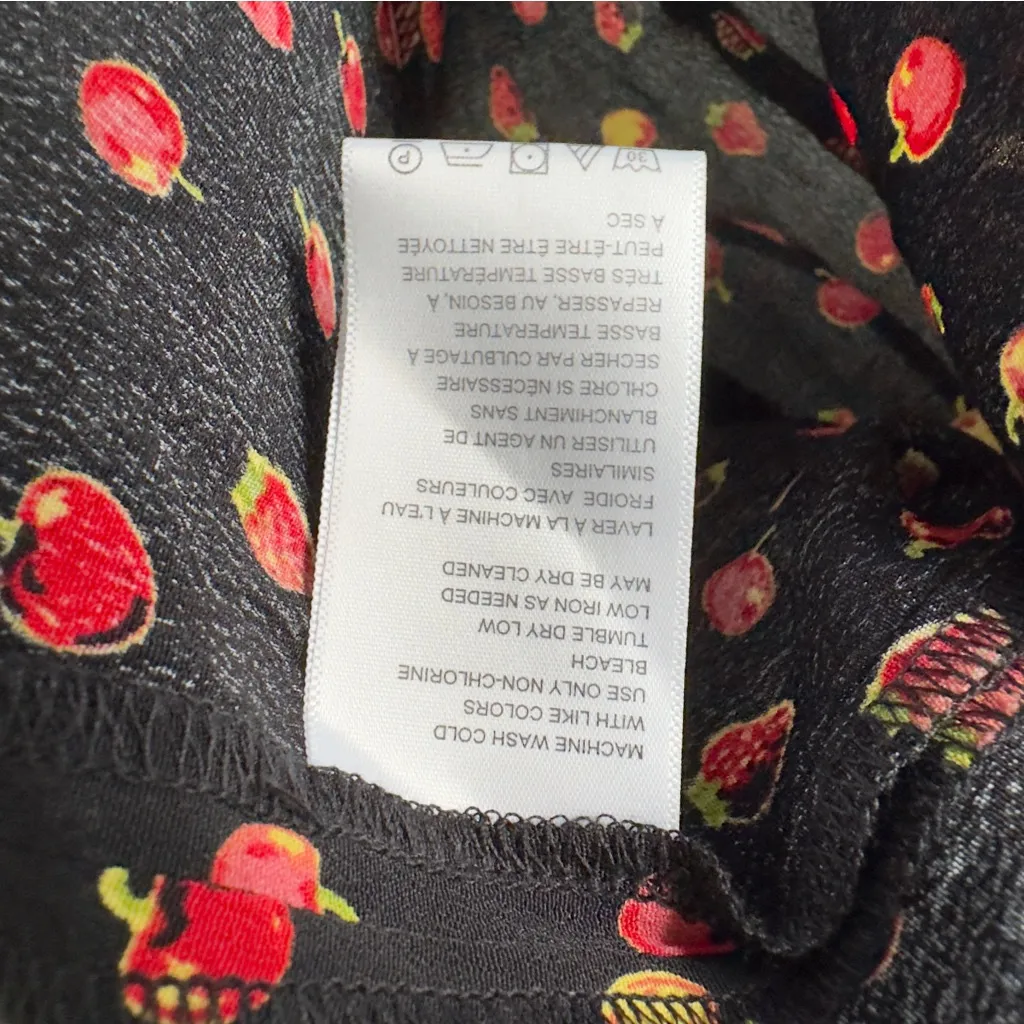 Kimchi Blue Urban Outfitters Fruit Print Black Red Strappy Dress Deep B-Neck EUC - Image 9