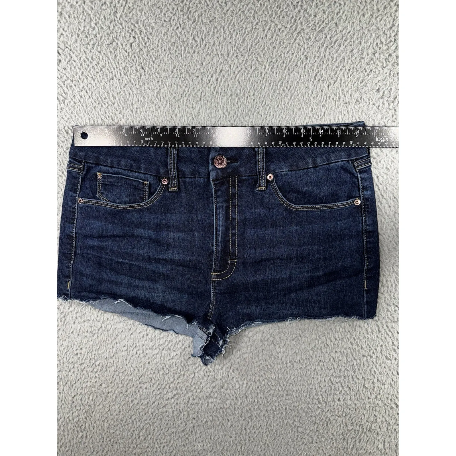 Seven 7‎ Denim Shorts Women 14 Tummyless High Rise Cut Off Dark Wash Embroidered - Image 3