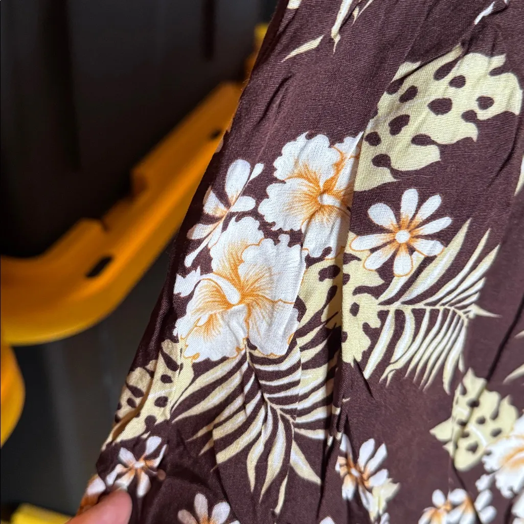 Vintage Y2K Hibiscus Collection Hawaii Brown Floral Strapless Top XL - Image 8