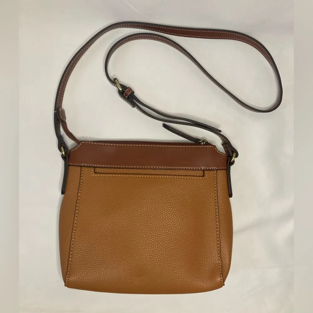 St John's Bay Tote Shoulder Crossbody Bag Purse Brown Tan Zip Pocket Women - Image 2