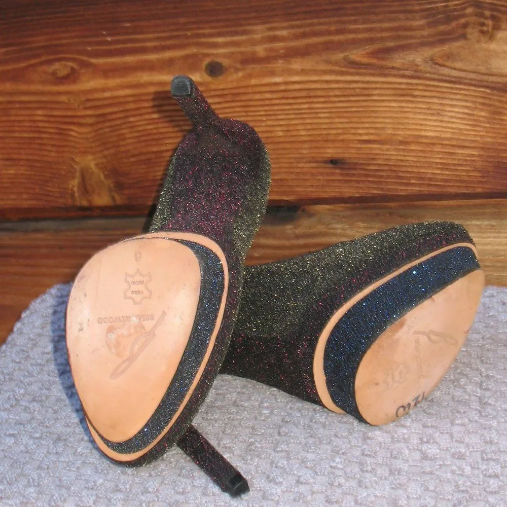 Glitter Platform Stiletto Heels Black Size 6 - Image 6