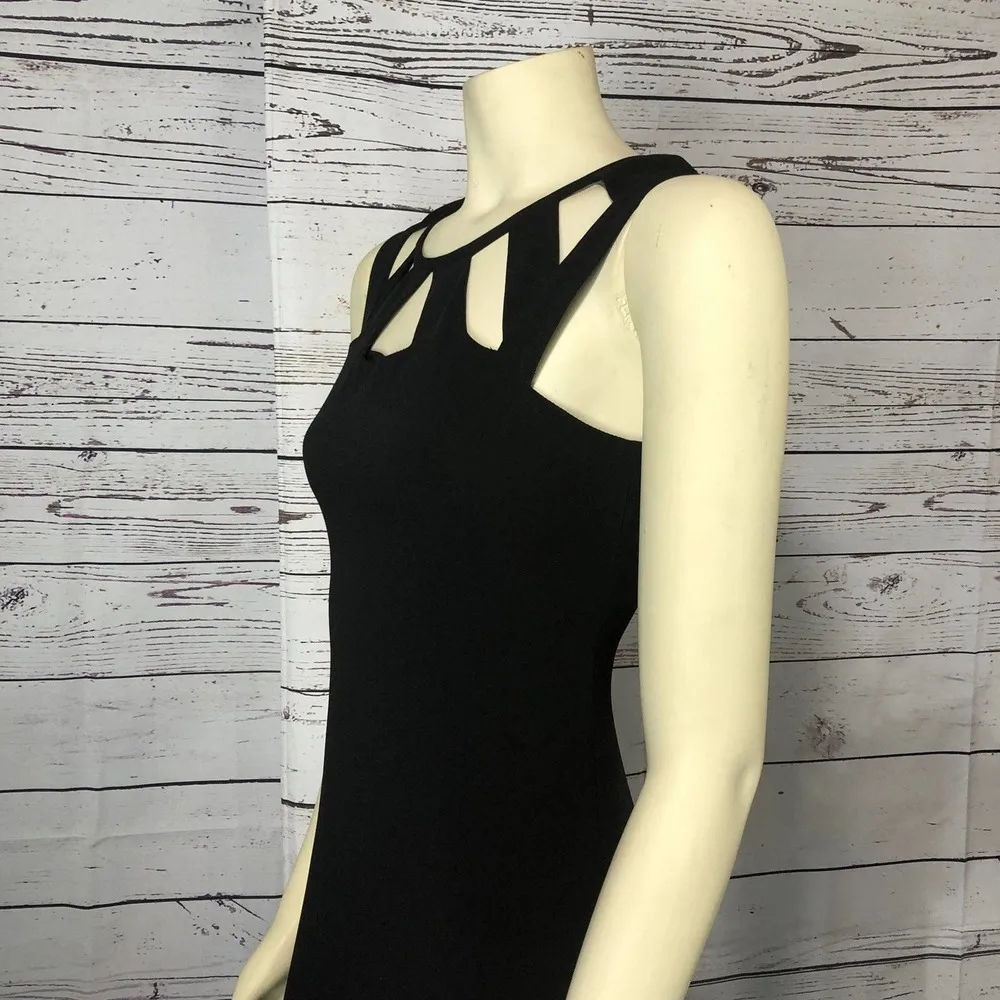 Vera Wang Floor Length Black Gown Cut Out Neckline and train on the back! - Image 6