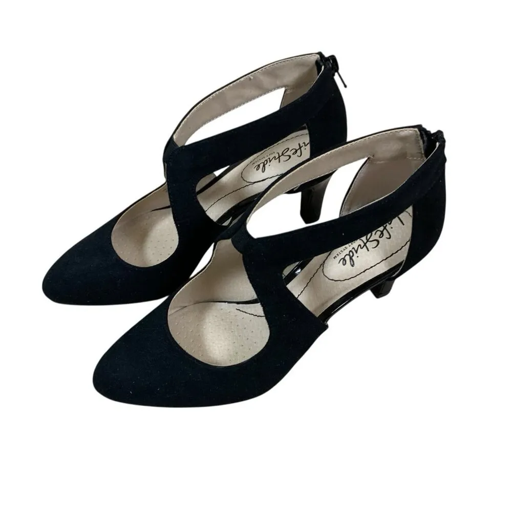 LifeStride Giovanna 2 Black Suede‎ Pointed Toe Dress Heels Comfort 7.5 NEW - Image 3