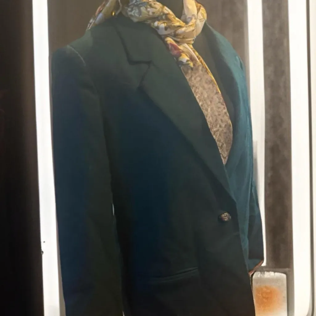 Vintage Dark Green Wool Blazer - Image 5