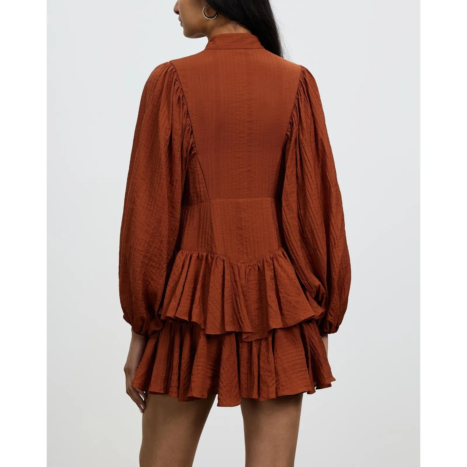 Shona Joy Paprika Mila Balloon Sleeve Frill Ruffle Tiered Mini Dress Size 4 - Image 2