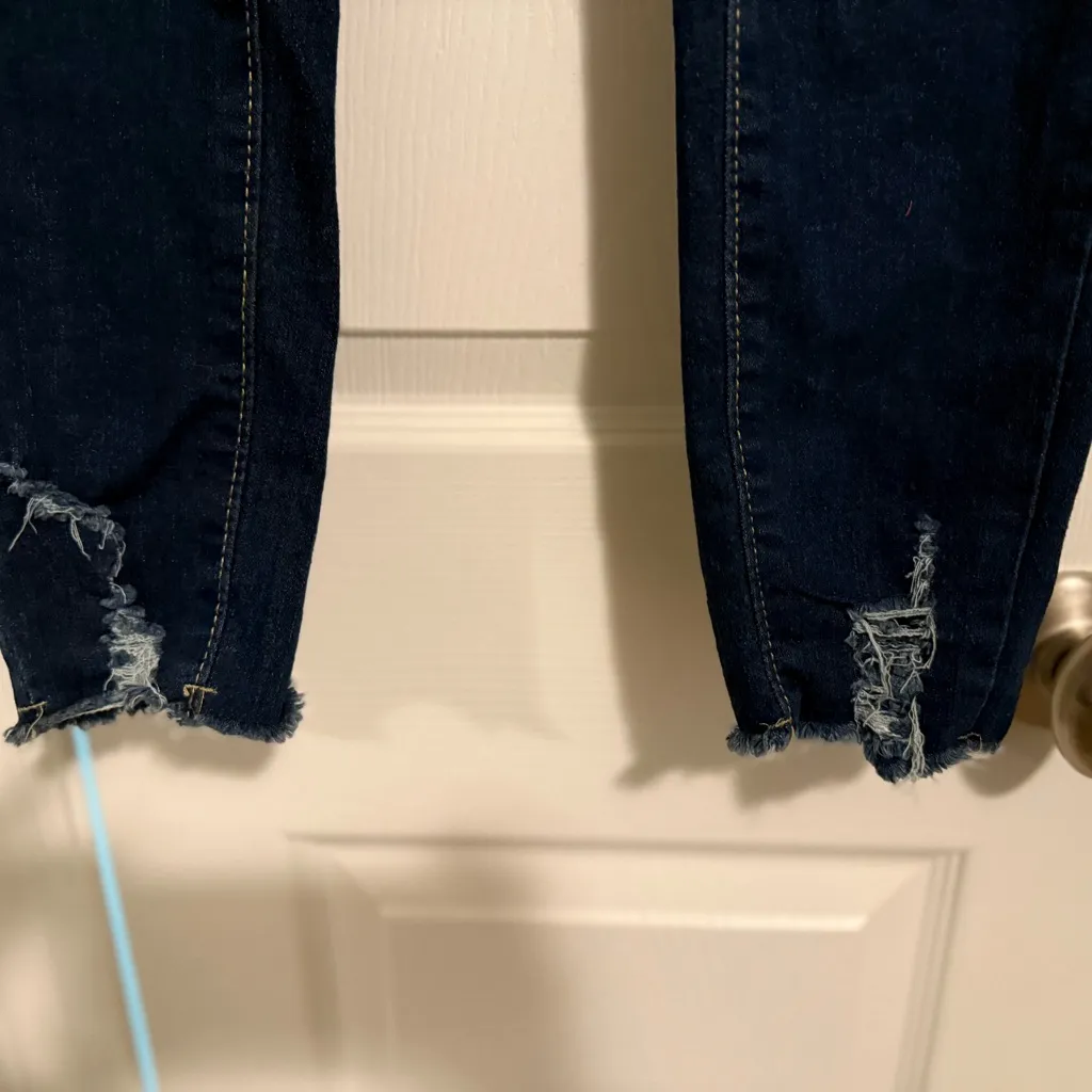 SHEIN High Rise Button-Up Dark Blue Jeans - Image 4