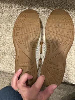 Sperry Top Sider Women's Boat Shoes Cream Gold Mesh Laces Size 7.5M - Image 8