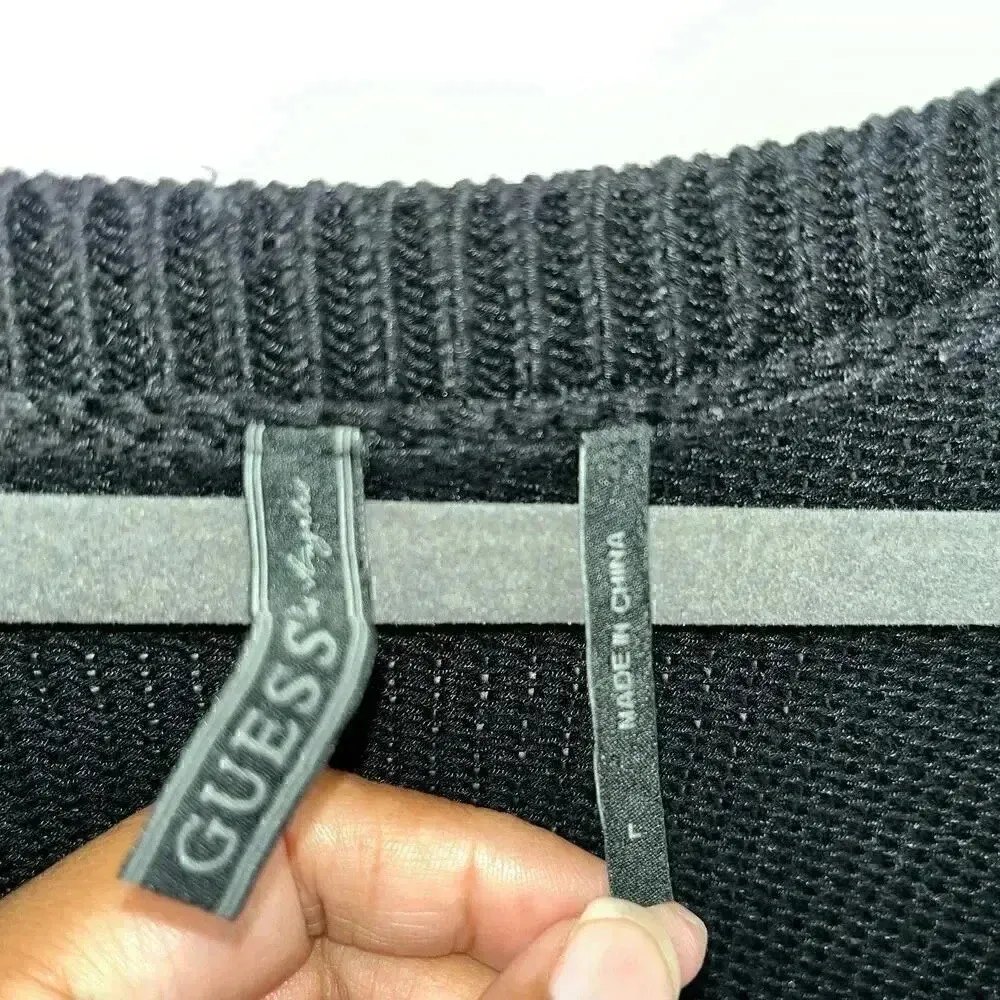 GUESS Women's‎ Black Sheer Open Knit Pullover Sweater Size Large - Image 4