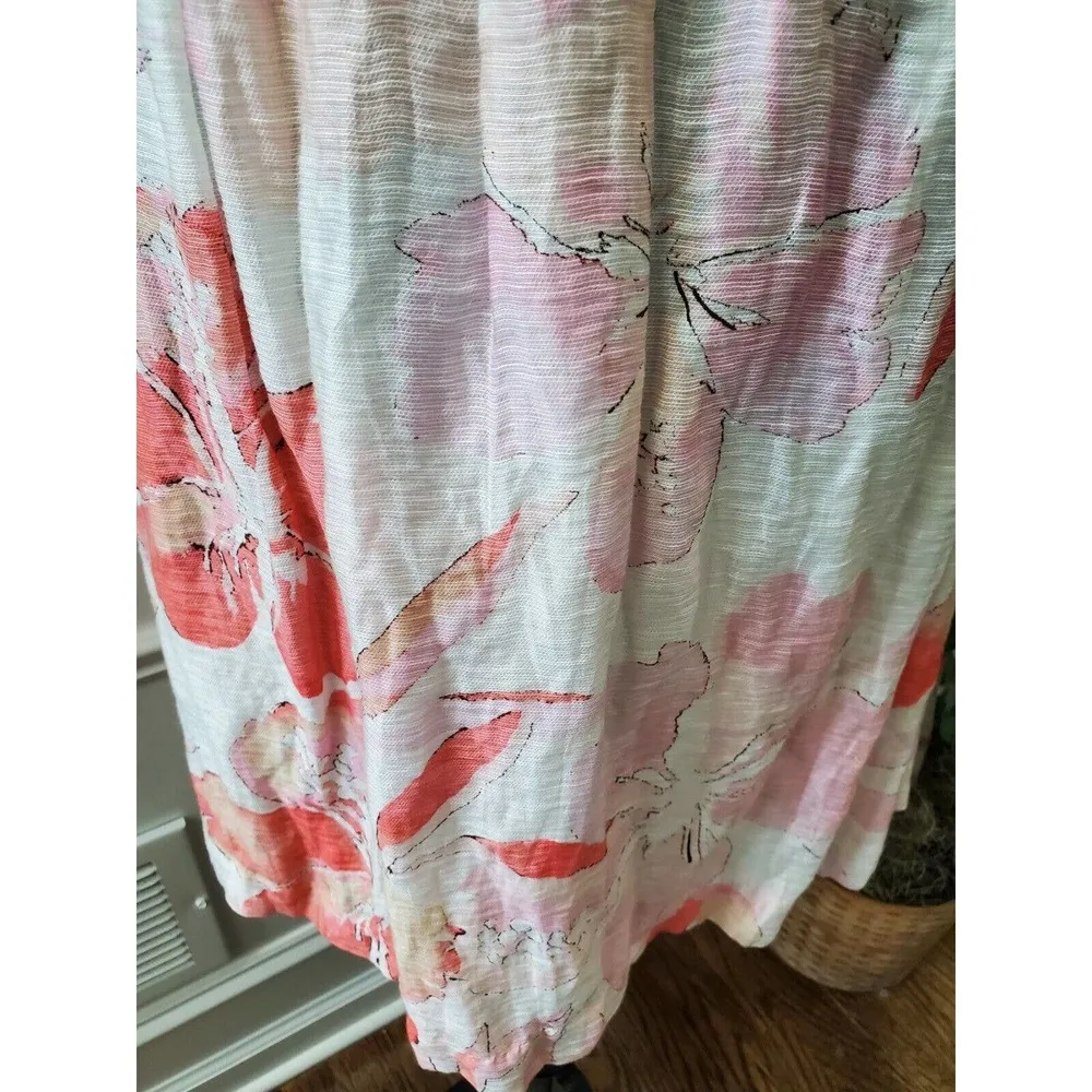 Loft Women's Multicolor Floral Linen Round Neck Sleeveless Knee Length Dress 6 - Image 4