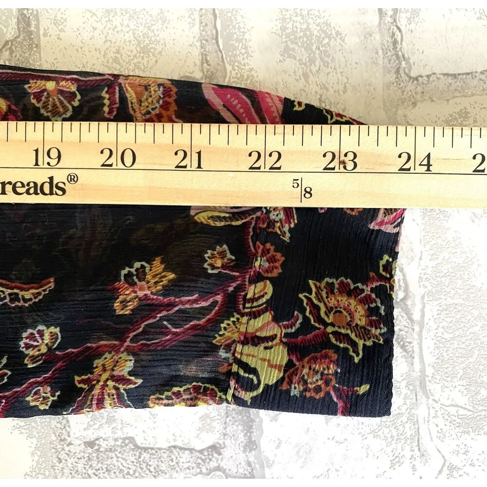 C Wonder Blue Floral Button Up Long Sleeve Cover Up Kimono Sheer Maxi Dress 14 - Image 8