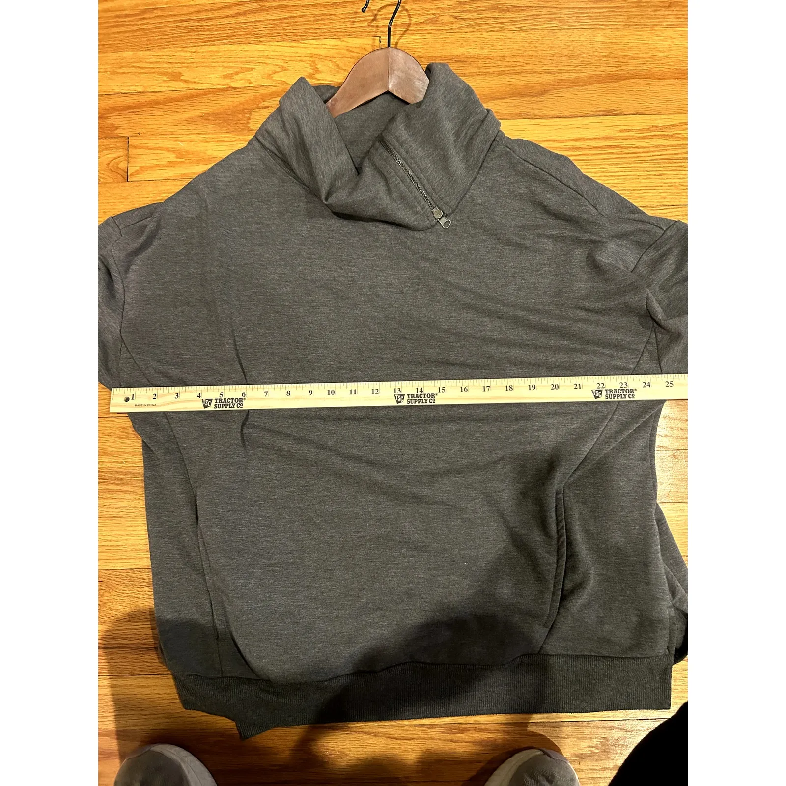 Women's Size XL The Sweatshirt Project Heathered Gray Cowl Neck Zipper Detail - Image 6