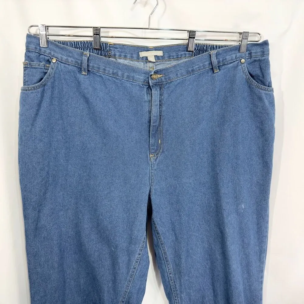 Woman Within Plus Size 28W Tall Jeans Elastic Waist Blue Straight Leg Denim 1006 - Image 4