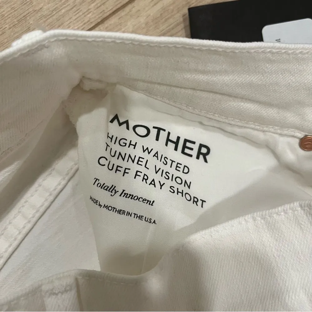 NWT Mother Superior High Waisted Tunnel Vision Cuff Fray Short White Size 27 - Image 6