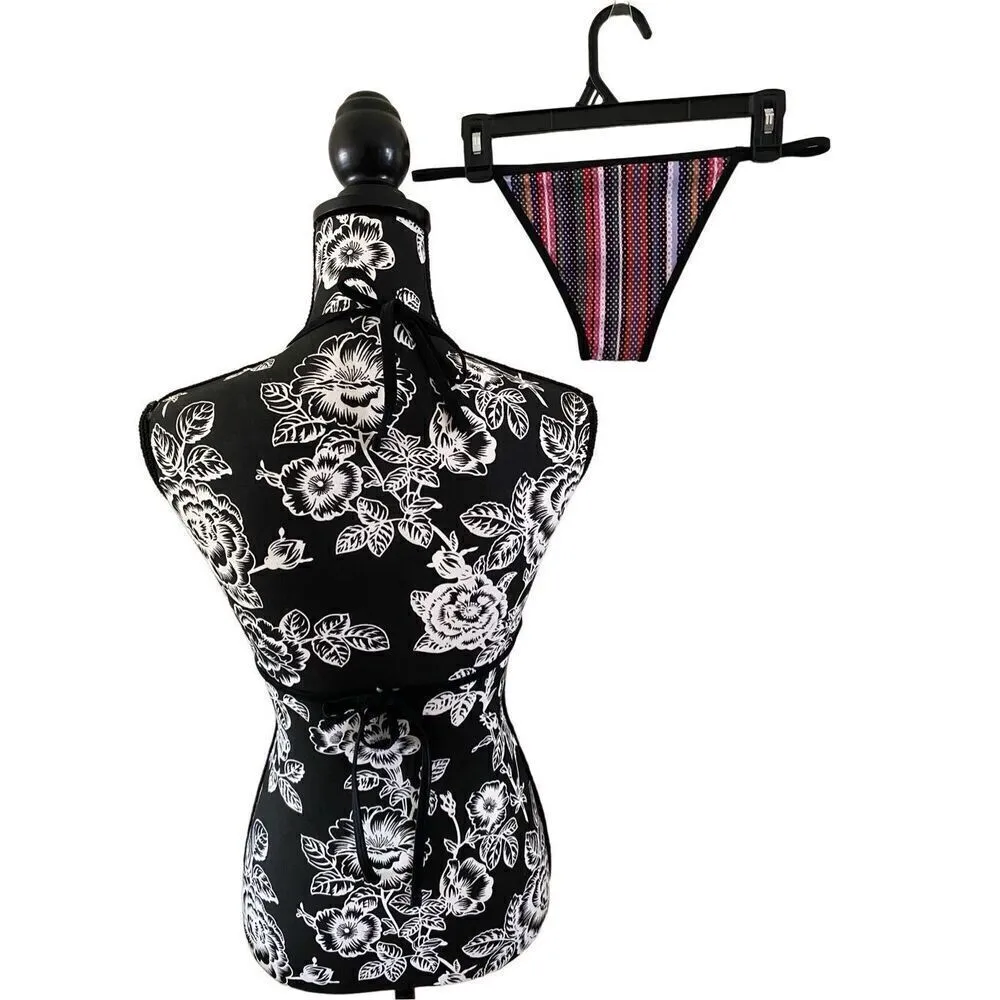 Nwot 2 Pc Padded String Bikini Set Swim Swimsuit Swimwear Stripes Boho Summer Bo Blue Size L - Image 2